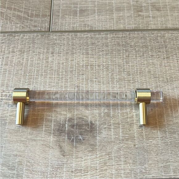 Anthropologie Gold and Acrylic Handle Cabinet Drawer Pull - Picture 2 of 7
